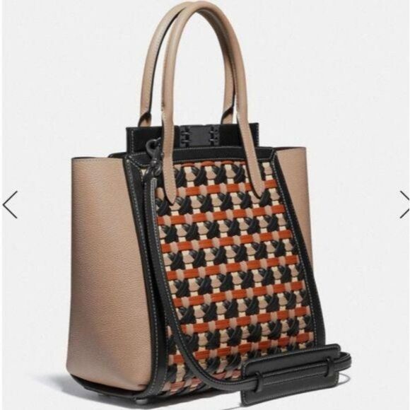 Coach Troupe Tote Pebble Glovetanned Leather Weaving Satchel Shoulder Crossbody - Picture 3 of 16